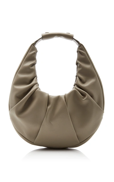 Shop Staud Soft Leather Moon Bag In Grey
