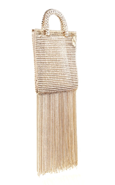 Shop Rosantica Teodora Fringed Crystal-embellished Gold-tone Tote