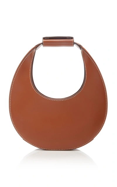 Shop Staud Mini Leather Moon Bag In Brown