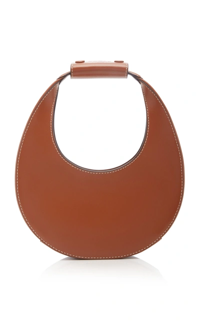 Shop Staud Mini Leather Moon Bag In Brown