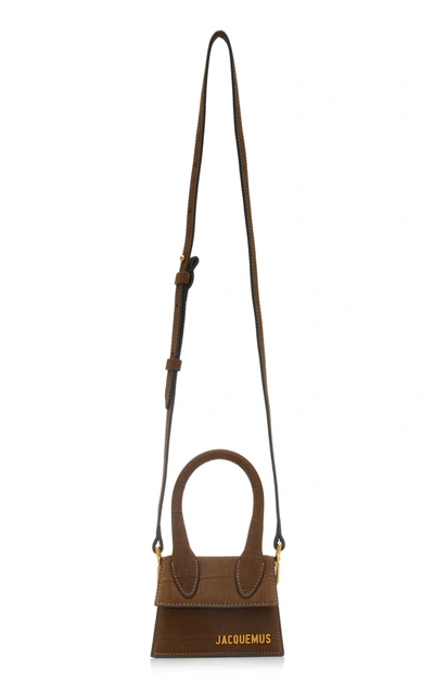 Shop Jacquemus Le Chiquito Croc-effect Suede Leather Bag In Neutral