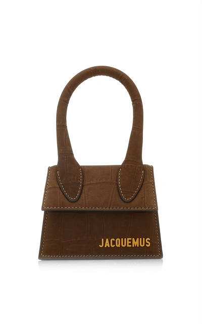 Shop Jacquemus Le Chiquito Croc-effect Suede Leather Bag In Neutral