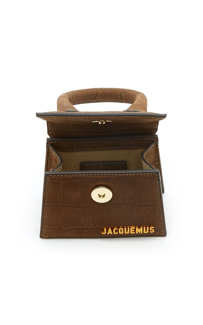 Shop Jacquemus Le Chiquito Croc-effect Suede Leather Bag In Neutral
