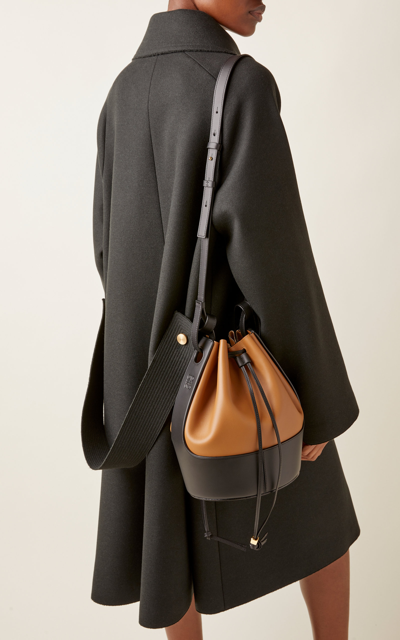 Shop Loewe Balloon Two-tone Leather Shoulder Bag In Brown