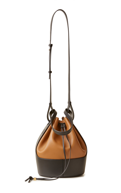 Shop Loewe Balloon Two-tone Leather Shoulder Bag In Brown