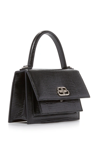 Shop Balenciaga Sharp Xs Lizard-effect Leather Bag In Black