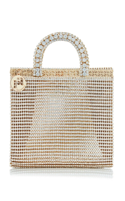 Shop Rosantica Teodora Crystal-embellished Brass Mini Top Handle Bag In Gold