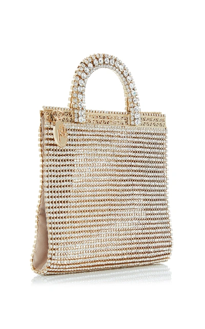 Shop Rosantica Teodora Crystal-embellished Brass Mini Top Handle Bag In Gold