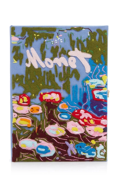 Shop Olympia Le-tan Monet Appliquéd Canvas Book Clutch In Multi