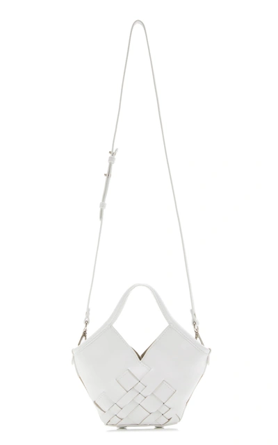 Shop Hereu Coloma Mini Woven Leather Top Handle Bag In White