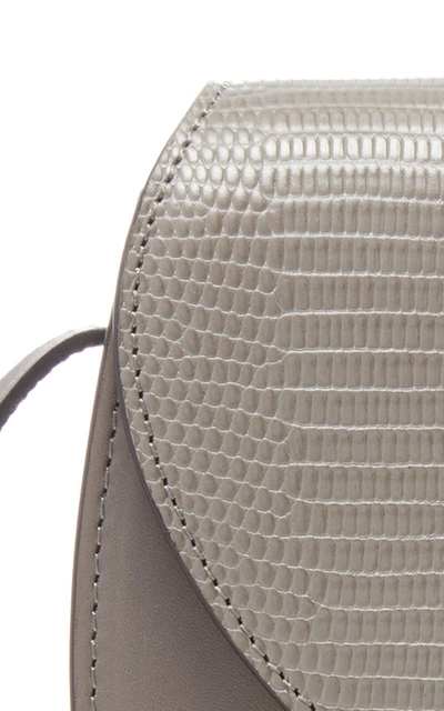 Shop Hunting Season Lizard-effect Leather Saddle Crossbody Bag In Grey