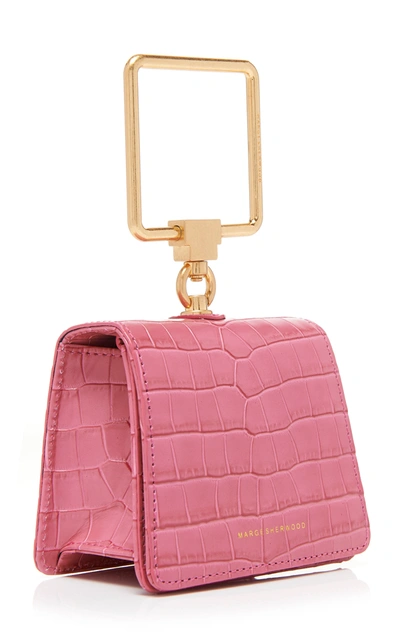 Shop Marge Sherwood Mini Pump Croc-effect Leather Top Handle Bag In Pink