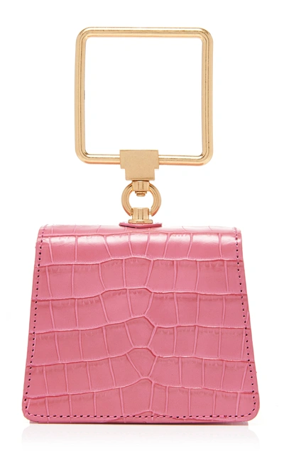 Shop Marge Sherwood Mini Pump Croc-effect Leather Top Handle Bag In Pink