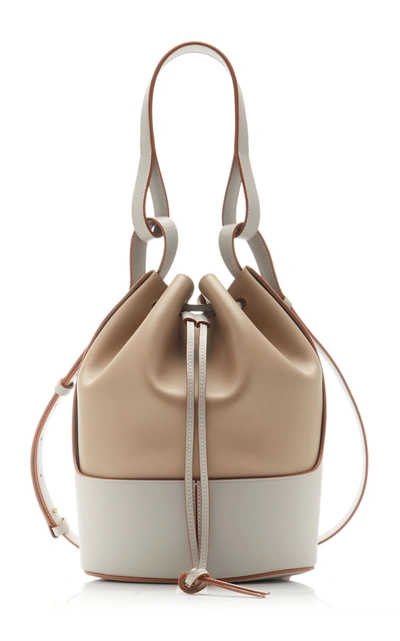 Shop Loewe Balloon Two-tone Leather Shoulder Bag In Neutral