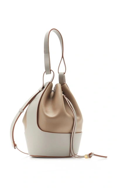 Shop Loewe Balloon Two-tone Leather Shoulder Bag In Neutral