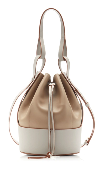 Shop Loewe Balloon Two-tone Leather Shoulder Bag In Neutral