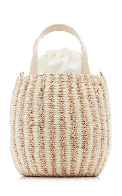 Shop Kayu Tayla Canvas And Woven Straw Top Handle Bag In Ivory