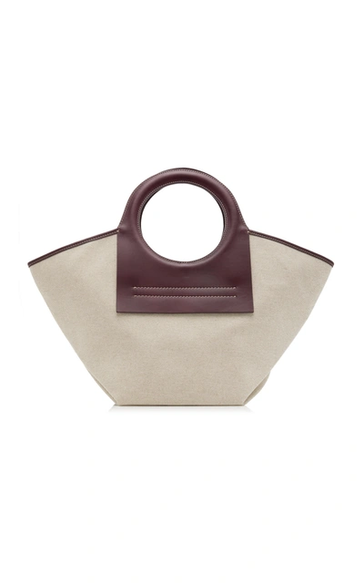 Hereu Net Sustain Cala Large Leather-trimmed Canvas Tote In Purple