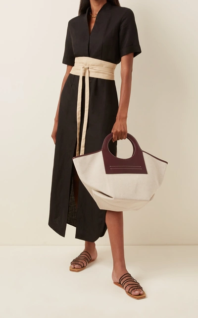 Hereu Net Sustain Cala Large Leather-trimmed Canvas Tote In Purple