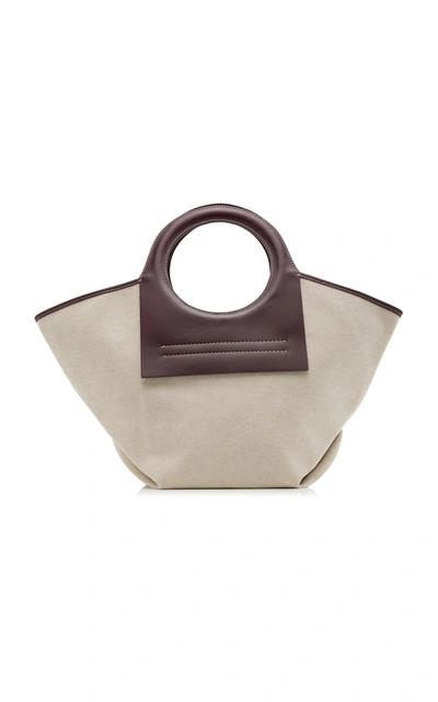 Hereu Net Sustain Cala Large Leather-trimmed Canvas Tote In Purple