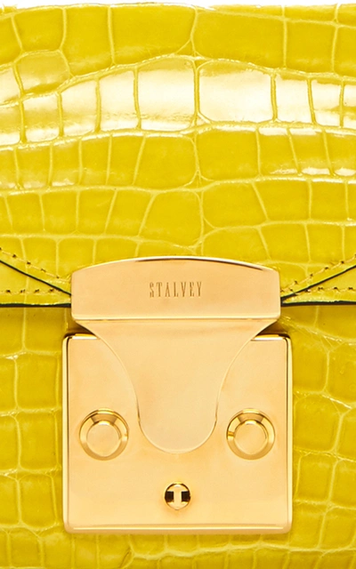 Shop Stalvey Mini Fold-over Alligator Bag In Yellow