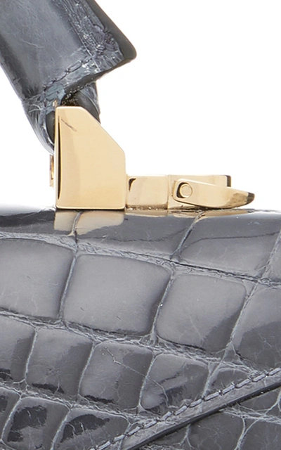 Shop Stalvey Top Handle 2.0 Alligator Shoulder Bag In Grey