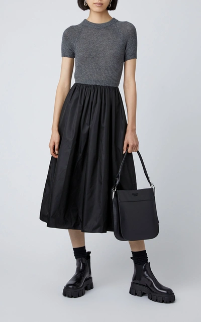 Shop Prada Margit Leather Hobo Shoulder Bag In Black