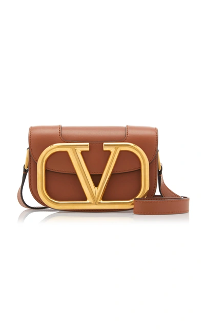 Shop Valentino Garavani Supervee Leather Shoulder Bag In Brown