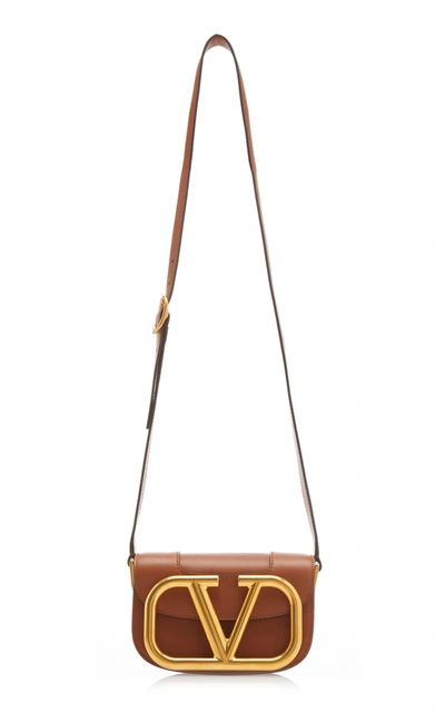 Shop Valentino Garavani Supervee Leather Shoulder Bag In Brown