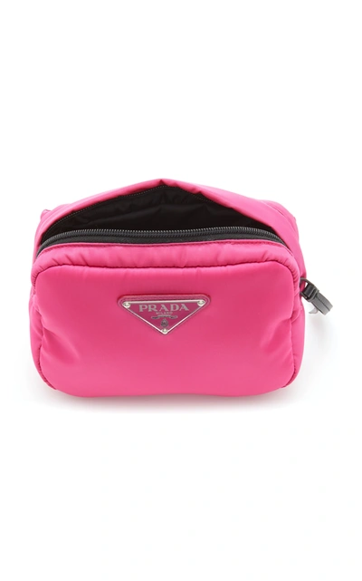 Shop Prada Leather-trimmed Nylon Belt Bag In Pink