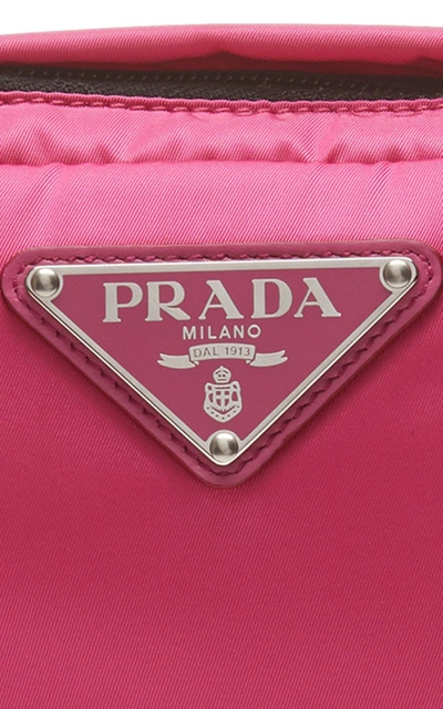 Shop Prada Leather-trimmed Nylon Belt Bag In Pink