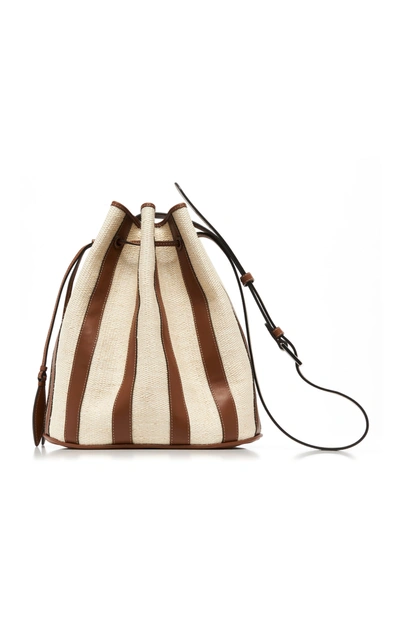 Shop Hunting Season Drawstring Paneled Leather And Canvas Bag In Brown
