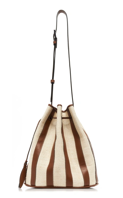 Shop Hunting Season Drawstring Paneled Leather And Canvas Bag In Brown