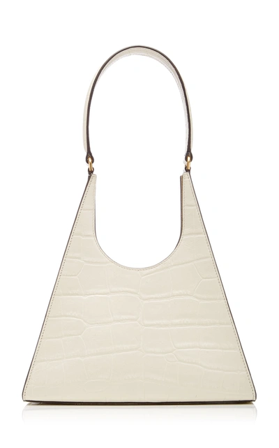 Shop Staud Rey Croc-effect Leather Shoulder Bag In White