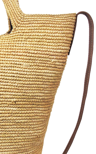 Shop Sensi Studio Leather-trimmed Tall Straw Tote In Neutral