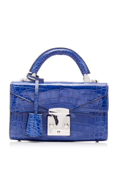 Shop Stalvey M'o Exclusive Top Handle 2.0 Alligator Shoulder Bag In Blue