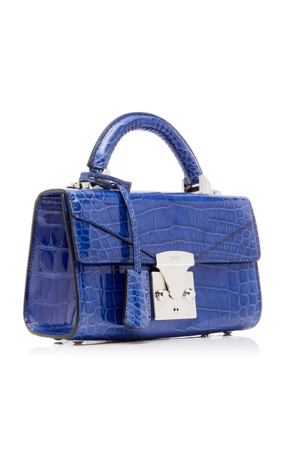 Shop Stalvey M'o Exclusive Top Handle 2.0 Alligator Shoulder Bag In Blue