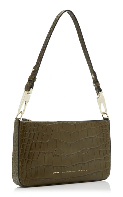 Shop Chylak Croc-effect Leather Shoulder Bag In Green
