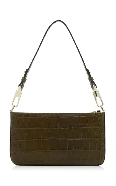 Shop Chylak Croc-effect Leather Shoulder Bag In Green