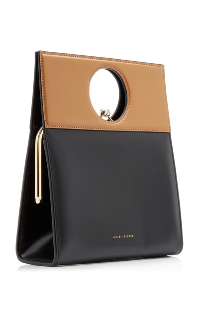 Shop Usisi Sister Eddie Two-tone Leather Top Handle Bag In Black