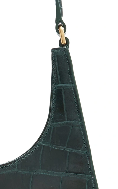 Shop Staud Rey Croc-effect Leather Shoulder Bag In Green