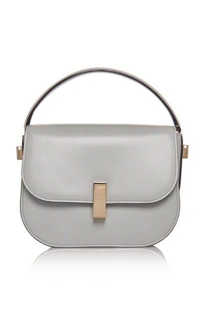 Shop Valextra Iside Mini Leather Top Handle Bag In Grey