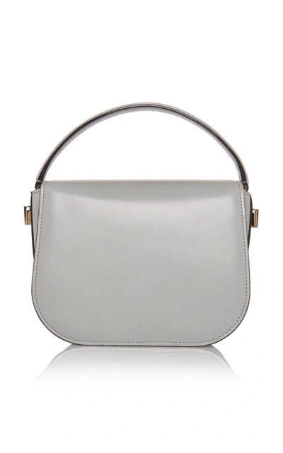 Shop Valextra Iside Mini Leather Top Handle Bag In Grey