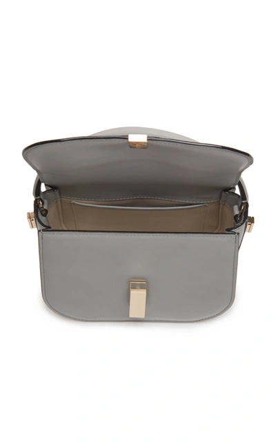 Shop Valextra Iside Mini Leather Top Handle Bag In Grey