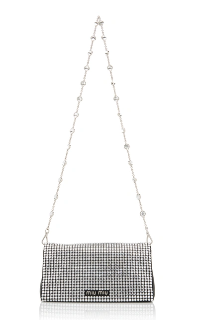 Shop Miu Miu Raso-embellished Wallet On Chain Bag In Silver