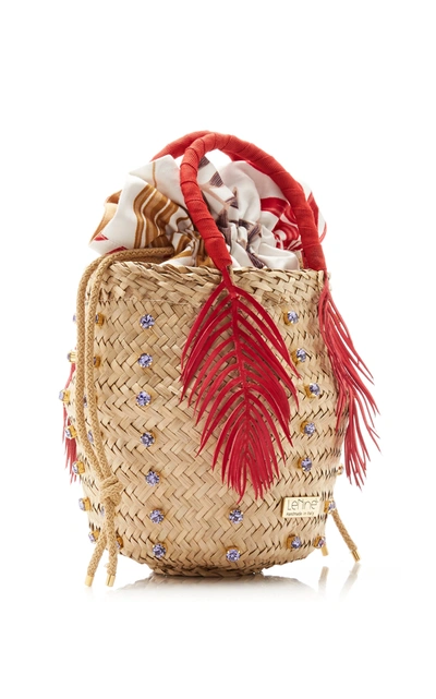 Shop Silvia Tcherassi Nina Palm Cycas Top Handle Bag In Red