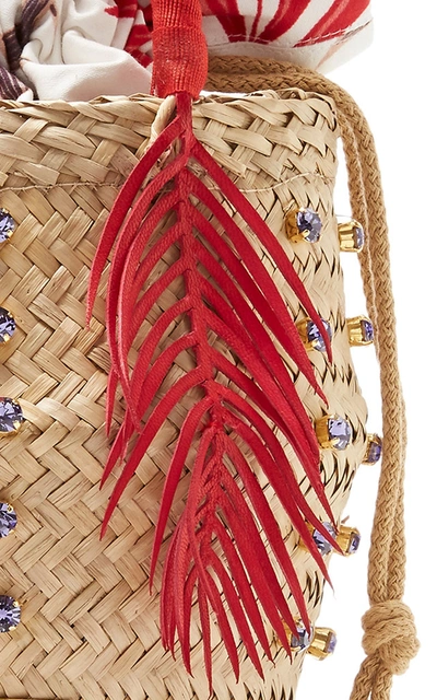 Shop Silvia Tcherassi Nina Palm Cycas Top Handle Bag In Red