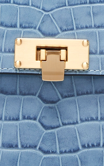 Shop Marge Sherwood Vintage Brick Croc-effect Leather Shoulder Bag In Blue