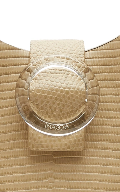 Shop Imago-a Plis Lizard-effect Leather Shoulder Bag In Tan