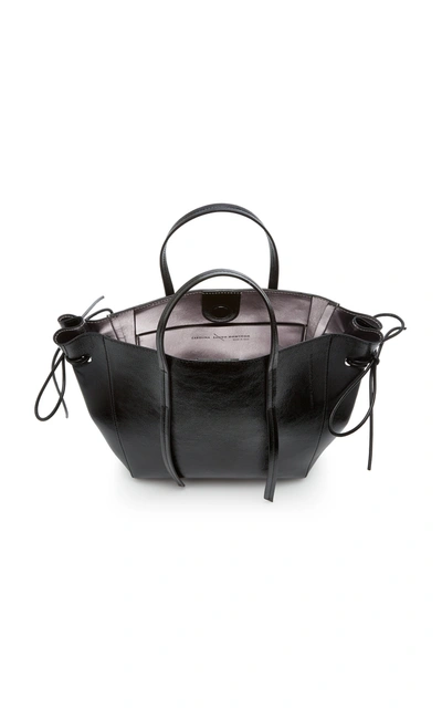 Shop Carolina Santo Domingo Caspia Small Tie-detailed Leather Tote In Black